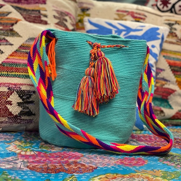Handbags - Colorful Turquoise WAYUU Mochila